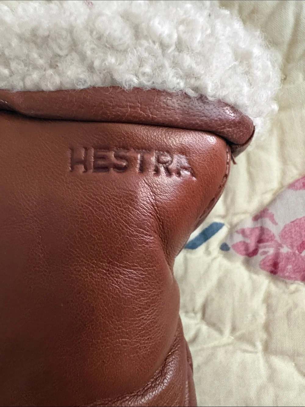 New Listing Hestra Chestnut Brown Leather Mittens with wool lining.